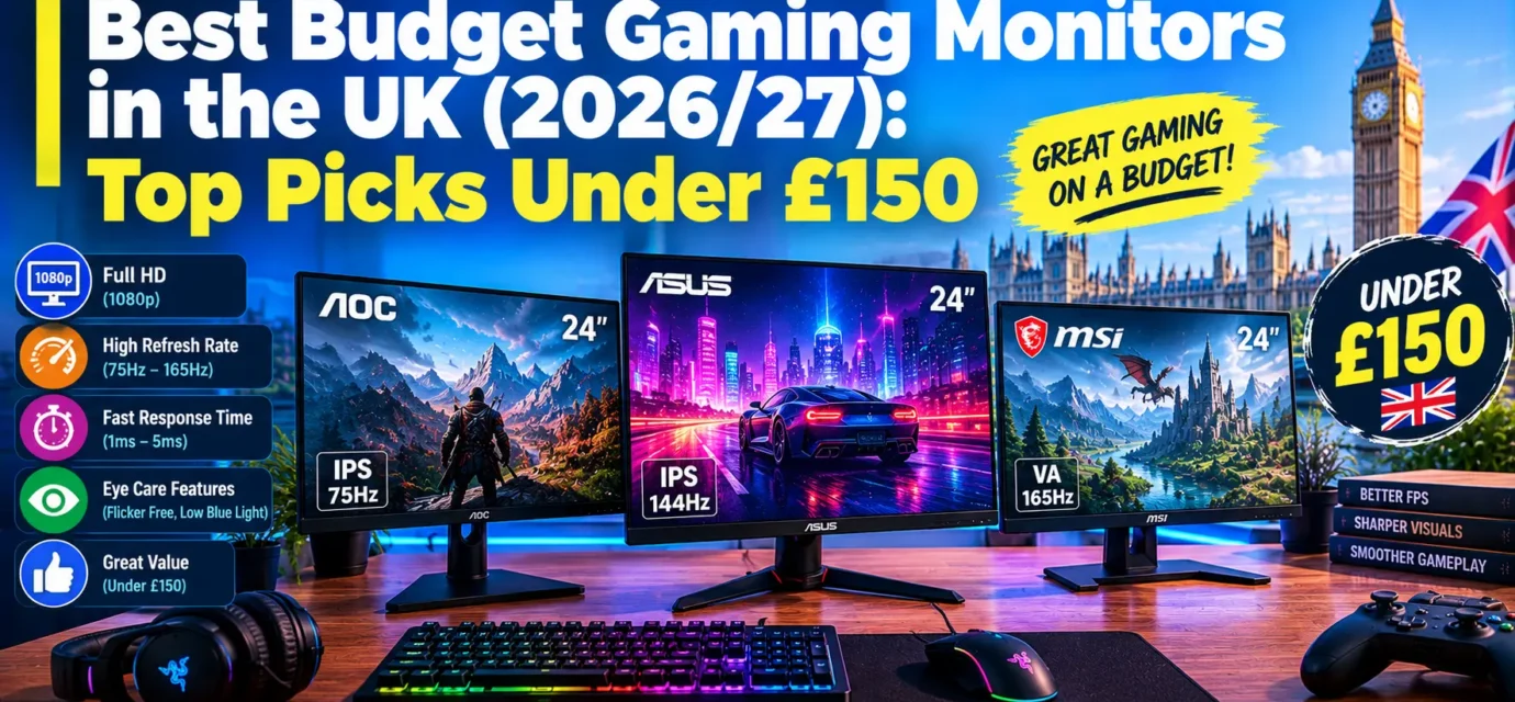 Best Budget Gaming Monitors in the UK (2026): Top Picks Under £150